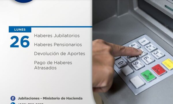 Jubilados y pensionados de la Caja Fiscal cobrarán el próximo lunes 26