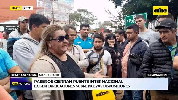 Video: Paseros cierran el acceso al puente internacional - ABC Noticias - ABC Color