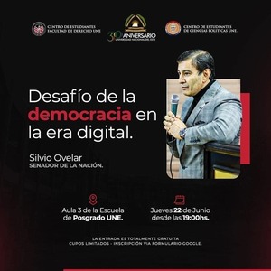 Invitan a participar de charla sobre desafío de la democracia en la era digital