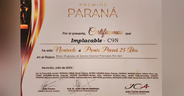 “Implacable” conducido por Rodolfo González Friedmann ha sido nominado al Premio Paraná 25 Años