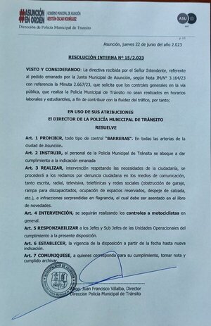 Barreras prohibidas en Asunción sin orden de Dirección de la PMT | 1000 Noticias