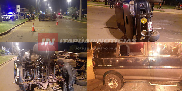 FURGONETA DESPISTÓ Y VOLCÓ DURANTE LA NOCHE EN ENCARNACIÓN - Itapúa Noticias