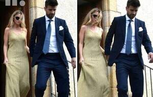 Piqué llegó de la mano de la ex rival de Shakira a la boda de su hermano
