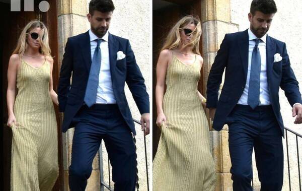 Piqué llegó de la mano de la ex rival de Shakira a la boda de su hermano