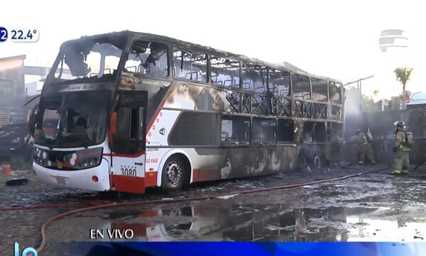 Bus estacionado se incendió por completo en Asunción | Telefuturo