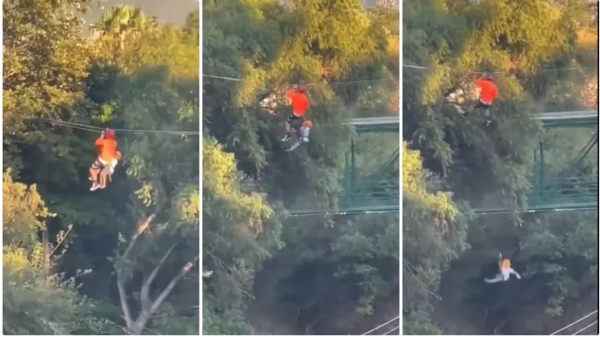 (VIDEO) Niño cae desde lo alto de tirolesa en Monterrey-México
