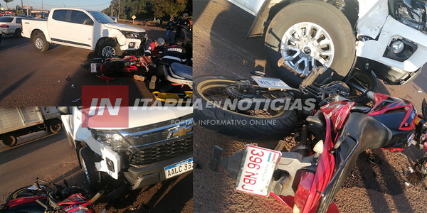 GRAVE COLISIÓN ENTRE CAMIONETA Y MOTOCICLETA EN ENCARNACIÓN - Itapúa Noticias