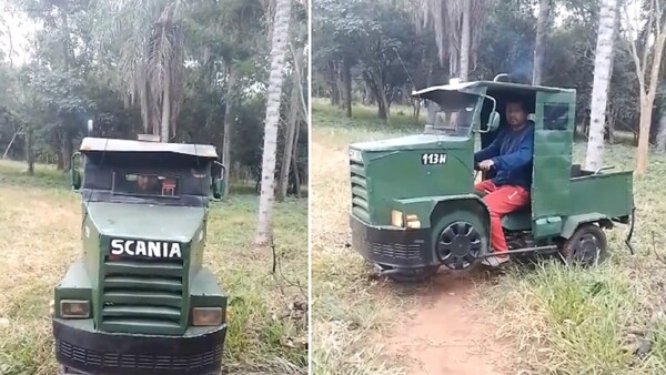 Soñaba tener Scania y lo creó con motocarro