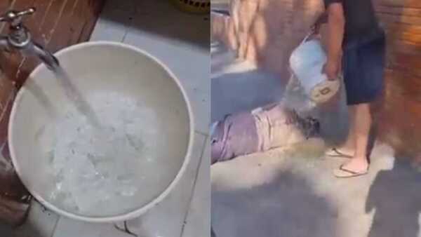 Ñembo simpático derramó agua con hielo a un indigente que dormía en la vereda