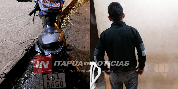 FUE ATRAPADO POR LA POLICÍA MIENTRAS SE LLEVABA UNA MOTO HURTADA - Itapúa Noticias