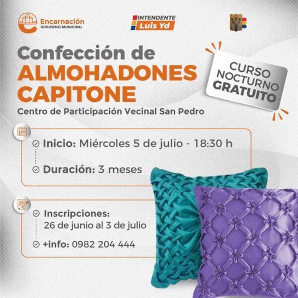 Aprende a confeccionar almohadones capitoné en el Centro de Participación Vecinal San Pedro de Encarnación