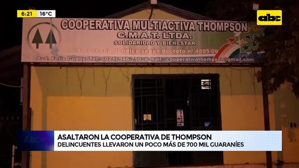 Video: Asaltaron la cooperativa de Thompson - ABC Noticias - ABC Color