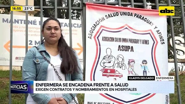 Video: Enfermera se encadena frente al Ministerio de Salud - ABC Noticias - ABC Color
