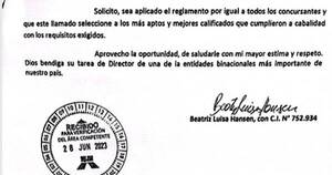 La Nación / Denuncian que Itaipú tiene en puesto 1 a postulante sin título homologado