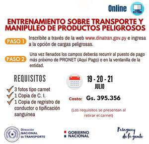 Curso sobre transporte y manipuleo de productos peligrosos se realizará en julio de manera virtual