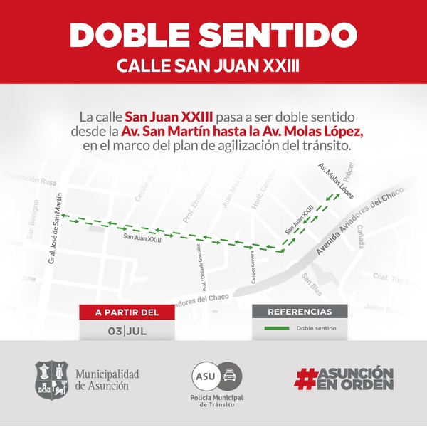 Desde hoy varias calles de Asunción cambian de sentido | 1000 Noticias