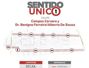 Calles asuncenas cambian de sentido a partir de hoy