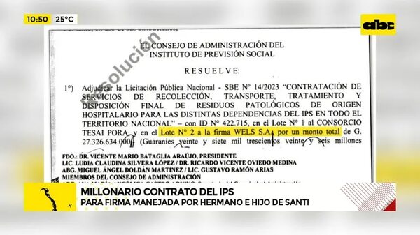 Video: Millonario contrato del IPS para firma manejada por hermano e hijo de Santiago Peña - ABC Noticias - ABC Color