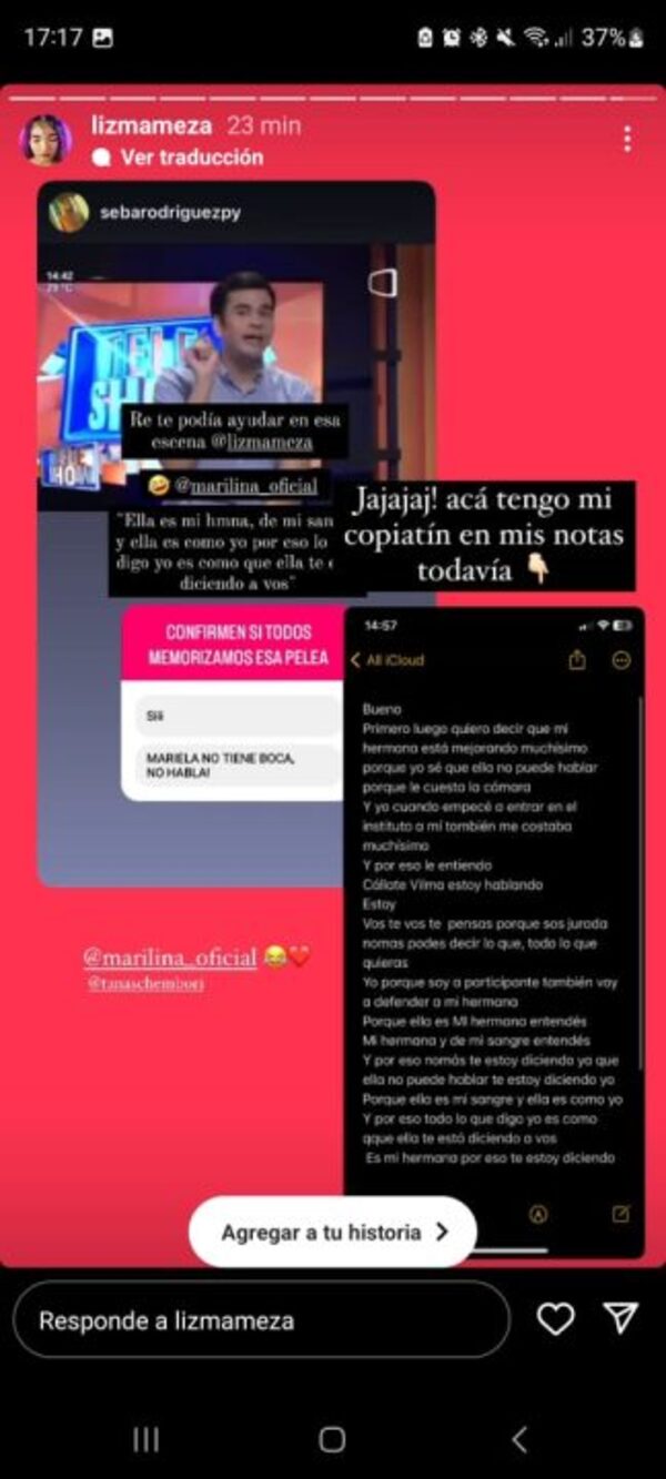 "LizMa" reveló como hizo para aprenderse la famosa pelea entre Marilina y Milva - Teleshow