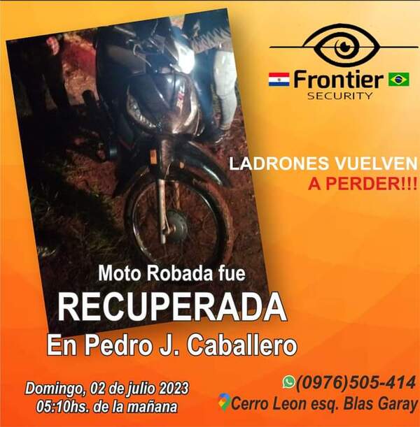 Hallan en la colonia Mafussi una moto hurtada gracias a Frontier Security - Radio Imperio