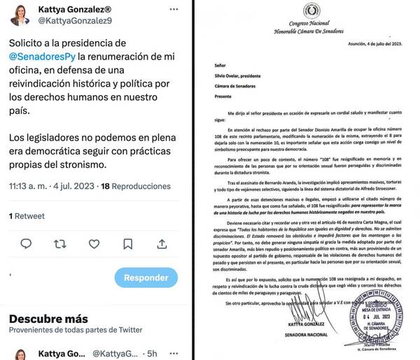 Kattya pidió la oficina 108 del Congreso y levantó polvareda: “circo populista”