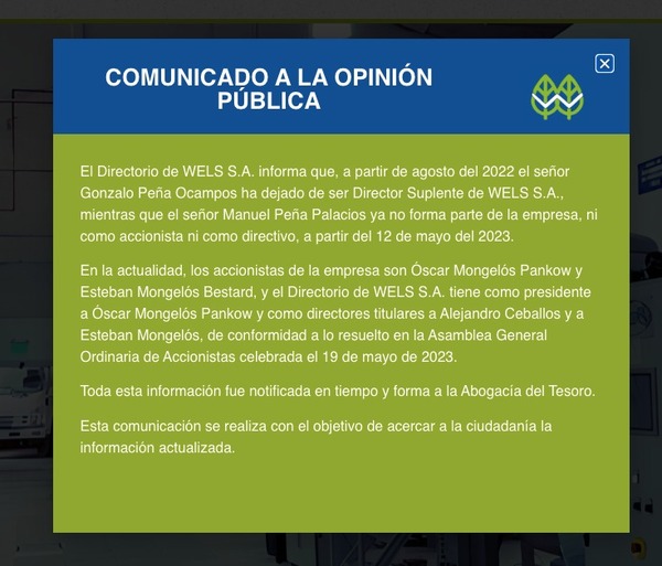 Diario HOY | Empresa adjudicada aclara que familia Peña no forma parte del directorio