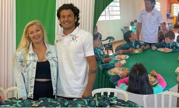 Nelson y su esposa llevaron alegría a los niños de San Joaquín