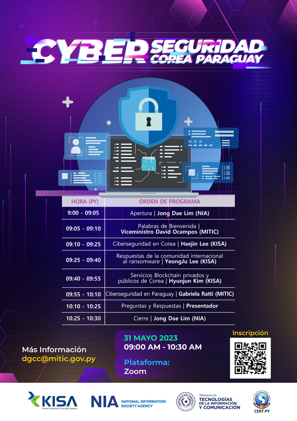 MITIC ofrecerá webinar gratuito en ciberseguridad con expertos de Corea