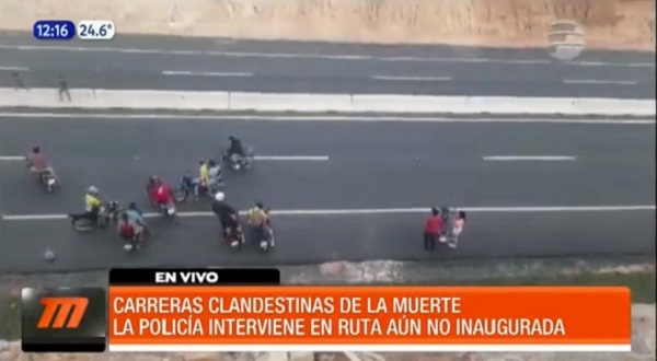 Intervienen en una carrera clandestina en ruta inhabilitada de Caacupé
