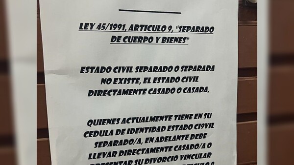 “Separado, separada” no es estado civil, aclaran