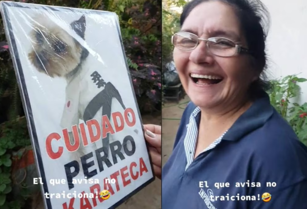 “Perro karateca”: paraguayo sorprendió a su madre con letrero de advertencia.