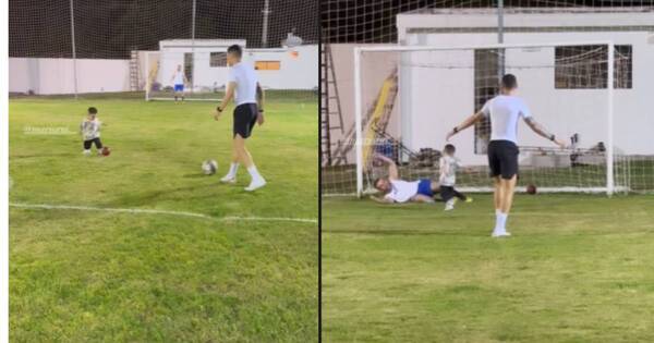 La Nación / ¡Miguel Almirón ya está entrenando a su hijo Francesco!