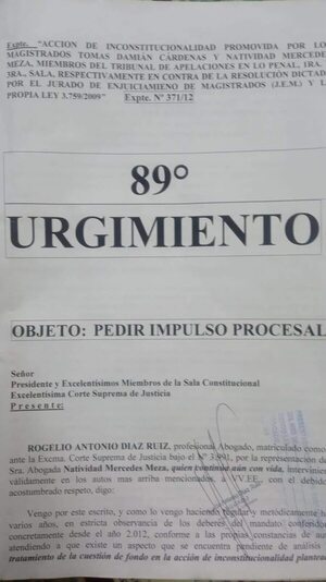Excamarista presentó 89° urgimiento a la Corte para que resuelva acción - Nacionales - ABC Color