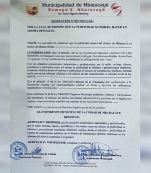 Intendente de Mbaracayú prohíbe publicidades en portugués