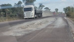 MOPC abandona bacheo de la ruta Concepción- Vallemí
