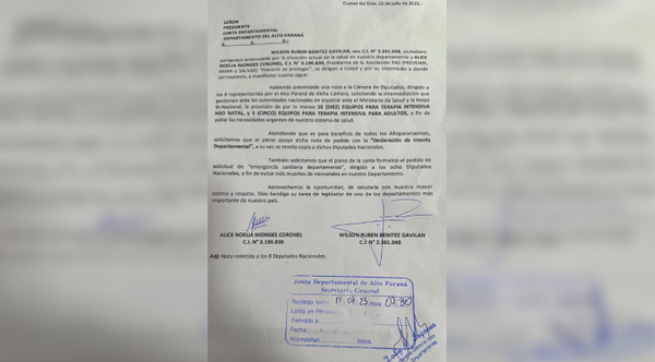 Diario HOY | Piden declarar "de interés departamental" pedido de camas UTI para Alto Paraná