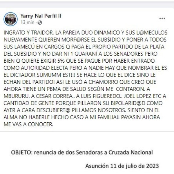 Quiebre en Cruzada Nacional: "Payo" comunicó aceptación de renuncia de senadoras - ADN Digital