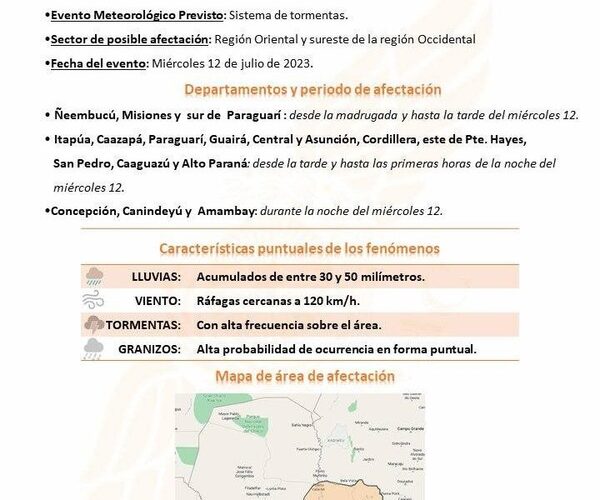 Meteorología alerta sobre tiempo severo