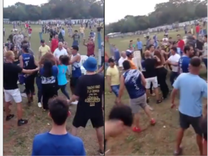 (VIDEO) Mujeres se pelean en las gradas y peloteros dejaron su partido para separarlas