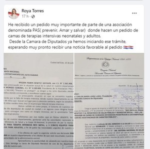 Diputada inicia trámite para camas de UTI neonatales en Alto Paraná