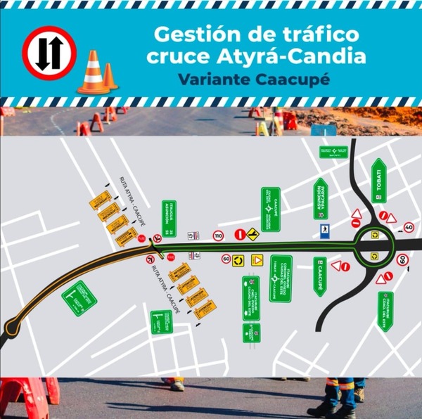 Diario HOY | Cruce Atyrá-Candia: prevén retornos alternativos por obras en Caacupé