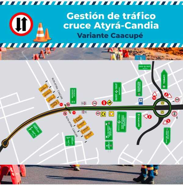 Prevén retornos alternativos para cruce Atyrá-Candia por obras de variante Caacupé en PY02 - .::Agencia IP::.