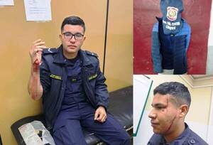 Borracho agredió a dos policías con botella •