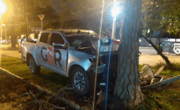 Camioneta chocó violentamente contra un árbol