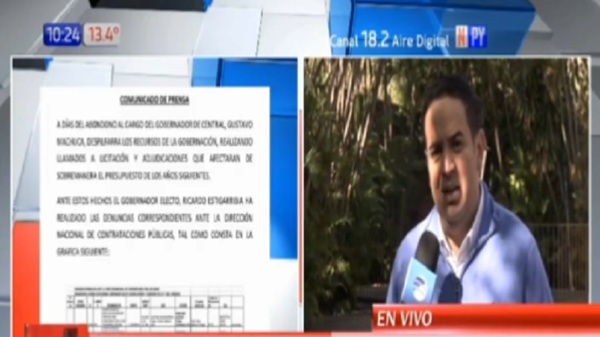 Ricardo Estigarribia denuncia despilfarros en Gobernación de Central - Noticias Paraguay