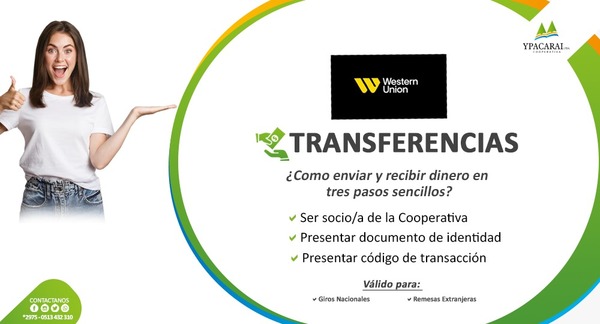Transferencias locales e internacionales se pueden realizar desde Cooperativa Ypacaraí