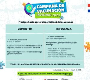 Extienden vacunación por Campaña Invierno 2023 hasta agotar disponibilidad