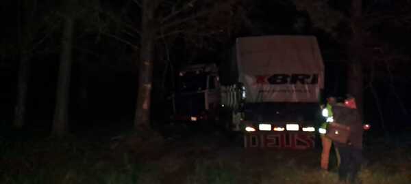 CAMIÓN DESPISTÓ Y TERMINÓ A UN COSTADO DE LA RUTA EN TOMÁS R. PEREIRA - Itapúa Noticias
