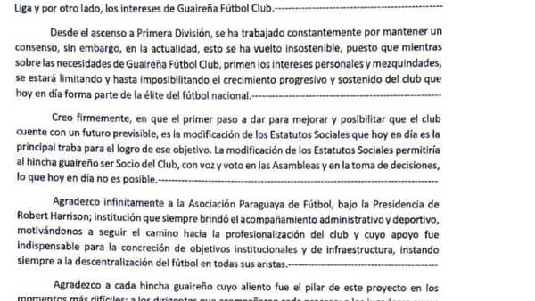 Luis Cáceres presenta renuncia “indeclinable”