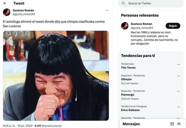 ¿Aparte de “astrólogo” también mago?: dicen que hizo “desaparecer” predicción pro Olimpia